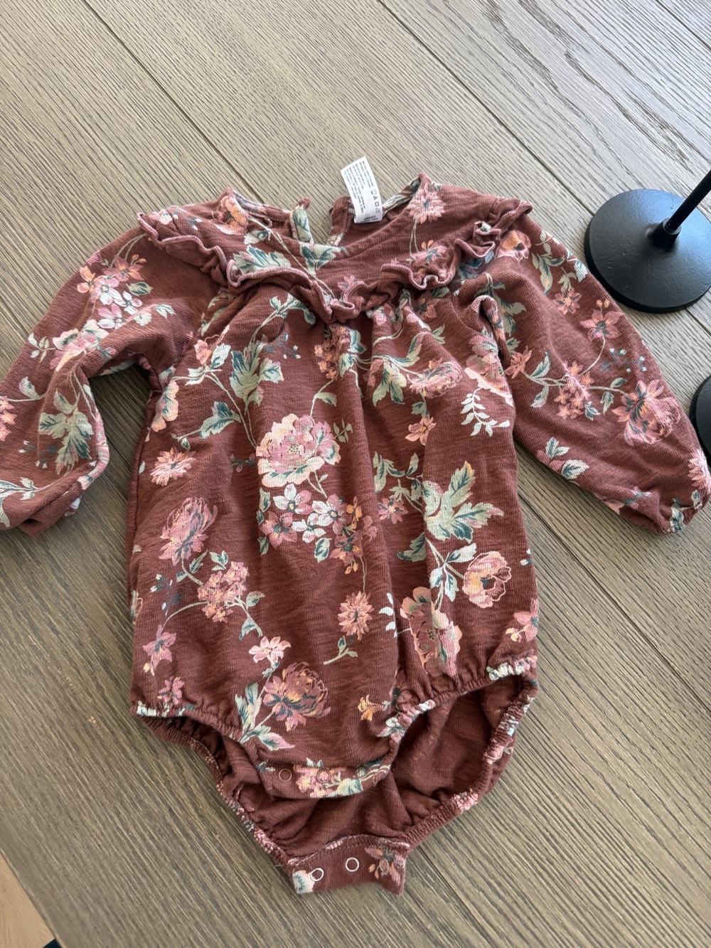 Gerber Rust Floral Long-Sleeve Baby Bodysuit